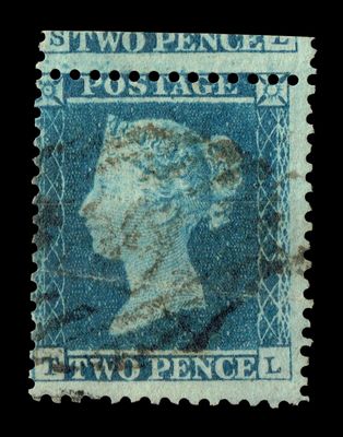 GB QUEEN VICTORIA 1855, 2d DEEP BLUE, Sg.34, Pl.5, T-L, Alphabet III, Used