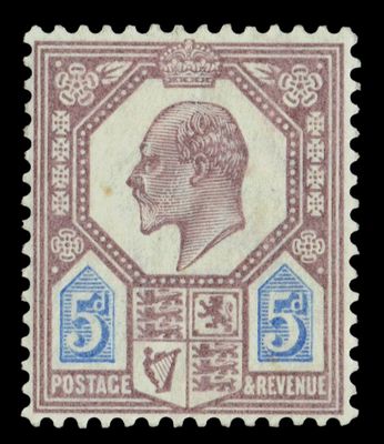 GB KING EDWARD VII, 1906, 5d Slate-Purple and Ultramarine, Sg.242, Mi.110Ix, MM GB KING EDWARD VII, 1906, 5d Slate-Purple and Ultramarine, Sg.242, Mi.110Ix, MM