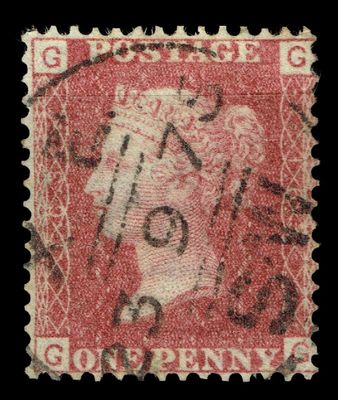 GB QUEEN VICTORIA 1855/64, 1d RED BROWN SG 43/44, Pl.163, GG-GG, Used GB QUEEN VICTORIA 1855/64, 1d RED BROWN SG 43/44, Pl.163, GG-GG, Used