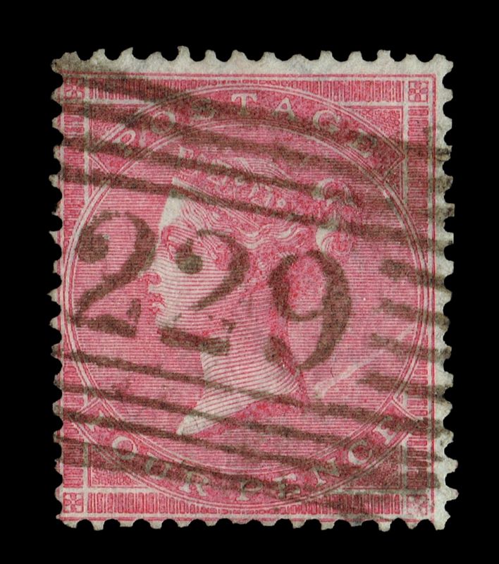 GB QUEEN VITORIA 1857, ERROR, 4d ROSE-CARMIN, Sg.66, Used