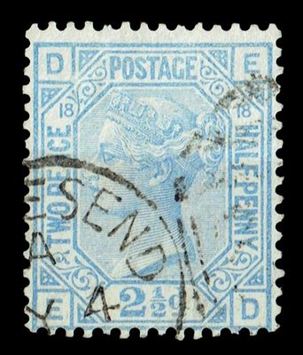 GB QUEEN VICTORIA 1880, 2½d BLUE, wmk ORB, PLATE 18, Sg.142, Used GB QUEEN VICTORIA 1880, 2½d BLUE, wmk ORB, PLATE 18, Sg.142, Used