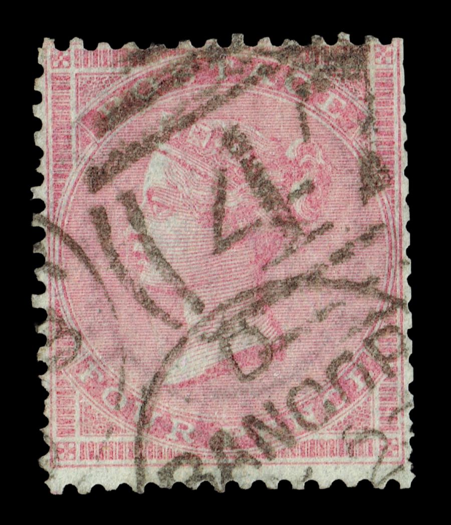 GB QUEEN VITORIA 1857, 4d ROSE-CARMIN, Sg.66, Mi.9, Yvert 15, CDS BANGOR, Used GB QUEEN VITORIA 1857, 4d ROSE-CARMIN, Sg.66, Mi.9, Yvert 15, CDS BANGOR, Used