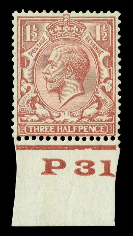 GB KING GEORGE V, 1924, 1½d RED-BROWN, Sg.420, Control P31, MH