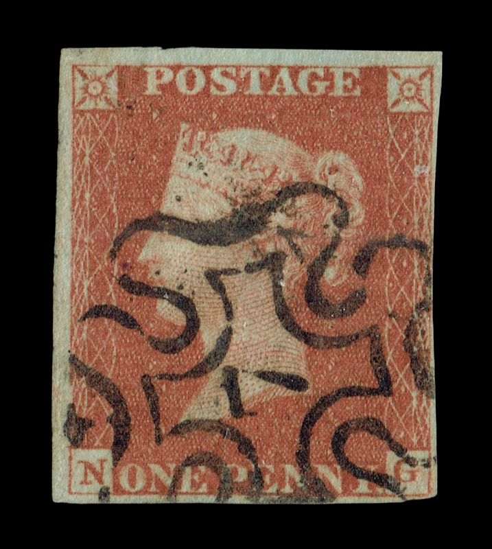 GB QUEEN VICTORIA 1841, 1d RED-BROWN, Die 1, SG BS8b, Plate 18, N-G, BASAL SHIFTS