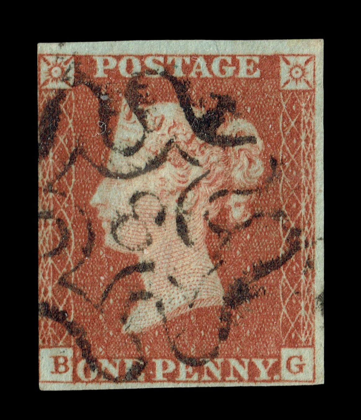 GB QUEEN VICTORIA 1841, 1d RED-BROWN, Die 1, SGBS7e, Plate 18, B-G, REPAIRED STATE 2 (SG BS7e) MNH