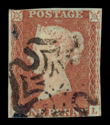GB QUEEN VICTORIA 1841, 1d RED-BROWN, Die 1, SG 8, Plate 23, L-L, Used