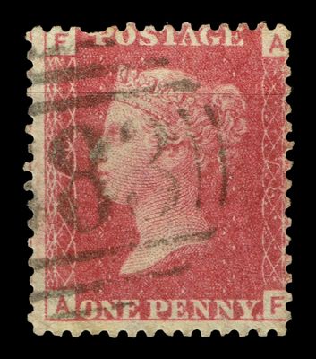 GB QUEEN VICTORIA 1855/64, 1d RED BROWN SG 43/44, Pl.87, AF-FA, Used GB QUEEN VICTORIA 1855/64, 1d RED BROWN SG 43/44, Pl.87, AF-FA, Used
