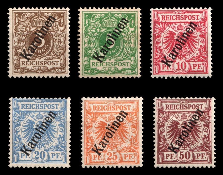 1899 GERMAN CAROLINE ISLANDS, GERMAN Colonies, Complete Set Sg.1-6, Mi.1 II - 6 II, MNH/Mint, Signed