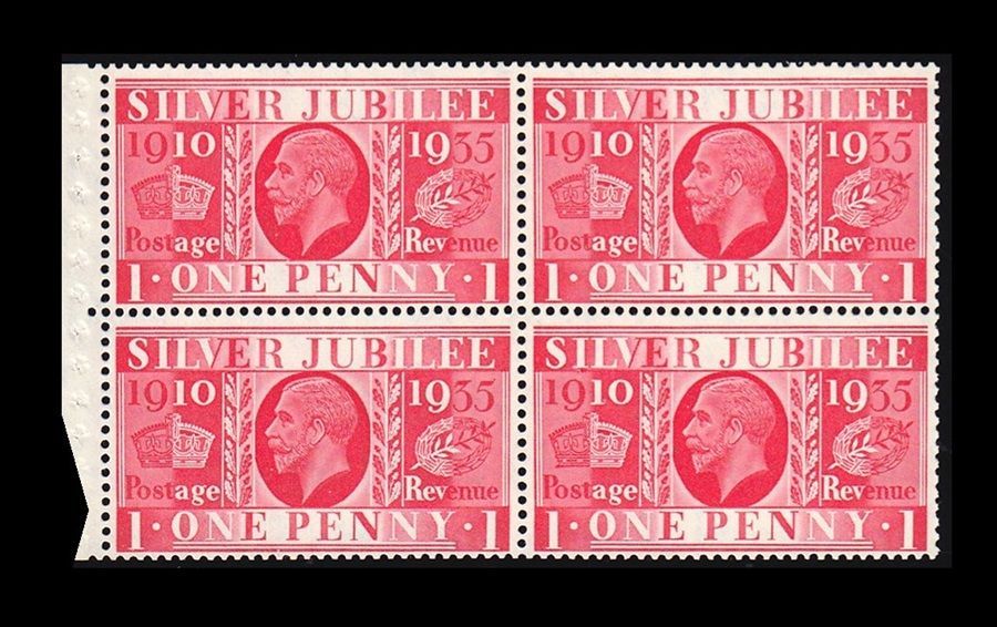 GB KING GEORGE V, 1935, SILVER JUBILIEE, 1d SCARLET BOOKLET PANE, Sg.454a, Mi.190XY, MNH