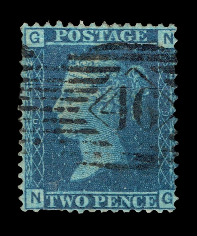 GB QUEEN VICTORIA 1858, 2d BLUE, SG45, Pl.9, Mi.17IX, NG-GN, USED