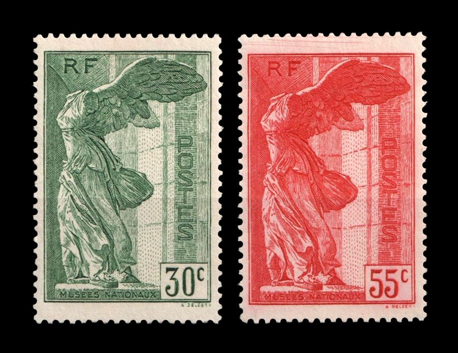 1937 FRANCE, MUSÉES NATIONAUX, COMPLETE SET, 30C Slate Green, 55c Vermilion-Red, Sg.586-587, MNH 1937 FRANCE, MUSÉES NATIONAUX, COMPLETE SET, 30C Slate Green, 55c Vermilion-Red, Sg.586-587, MNH