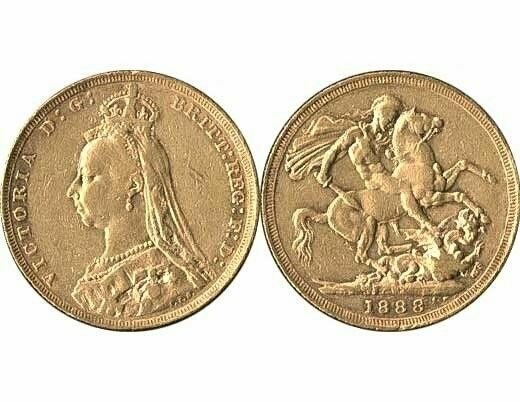 GB QUEEN VICTORIA 1888 FULL SOVEREIGN COIN