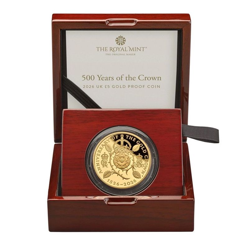GB KING CHARLES III, 500 Years of the Crown 2026, £5 Gold Proof