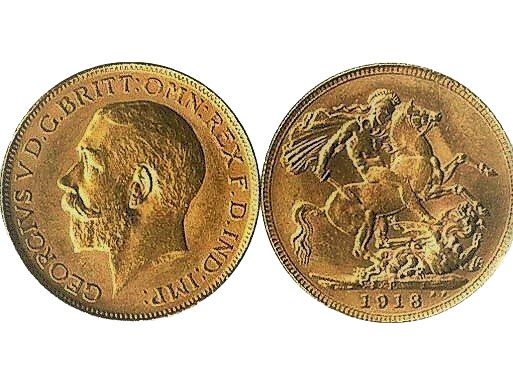 GB KING GEORGE V 1918 FULL SOVEREIGN COIN GB KING GEORGE V 1918 FULL SOVEREIGN COIN