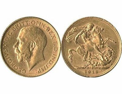 GB KING GEORGE V 1913 FULL SOVEREIGN COIN GB KING GEORGE V 1913 FULL SOVEREIGN COIN