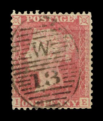 GB Queen Victoria 1857, 1d Rose-Red SG 40 Plate 52, I-E, Used GB Queen Victoria 1857, 1d Rose-Red SG 40 Plate 52, I-E, Used