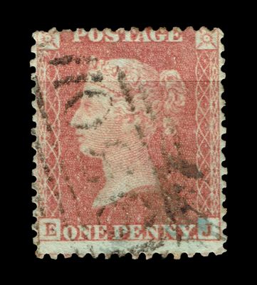 GB Queen Victoria 1857, 1d Rose-Red SG 40 Plate 52, E-J, Used GB Queen Victoria 1857, 1d Rose-Red SG 40 Plate 52, E-J, Used