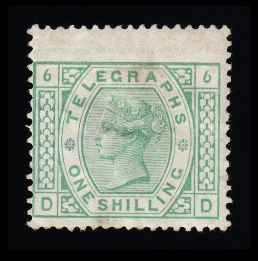 GB QUEEN VICTORIA 1876, 1s DEEP GREEN Telegraph Stamp, SG T8Wi, Plate 6, MNH GB QUEEN VICTORIA 1876, 1s DEEP GREEN Telegraph Stamp, SG T8Wi, Plate 6, MNH