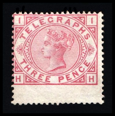 GB QUEEN VICTORIA 1876, 3d CARMINE Telegraph Stamp, SG T3, Plate 3, MNH GB QUEEN VICTORIA 1876, 3d CARMINE Telegraph Stamp, SG T3, Plate 3, MNH