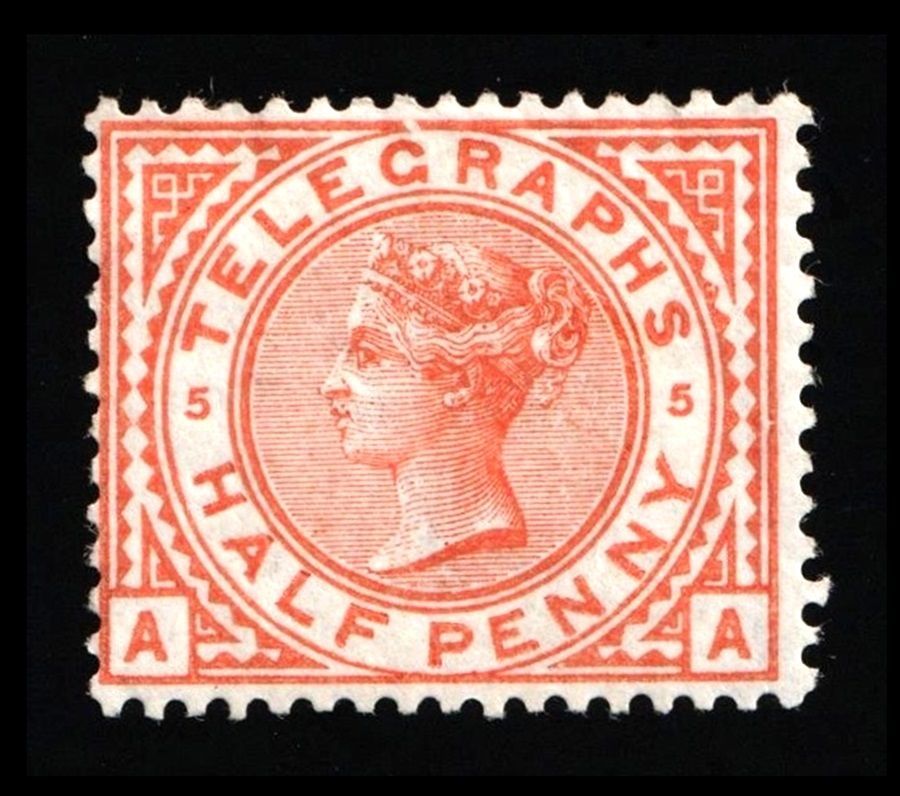 GB QUEEN VICTORIA 1876, ERROR, ½d ORANGE Telegraph Stamp, SG T1, Plate 5, MNH GB QUEEN VICTORIA 1876, ERROR, ½d ORANGE Telegraph Stamp, SG T1, Plate 5, MNH