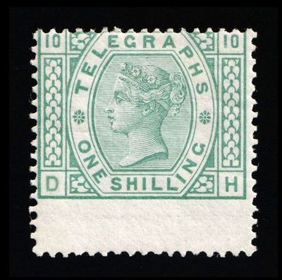 GB QUEEN VICTORIA 1876, 1s DEEP GREEN Telegraph Stamp, SG T8Wi, Plate 10, MNH GB QUEEN VICTORIA 1876, 1s DEEP GREEN Telegraph Stamp, SG T8Wi, Plate 10, MNH