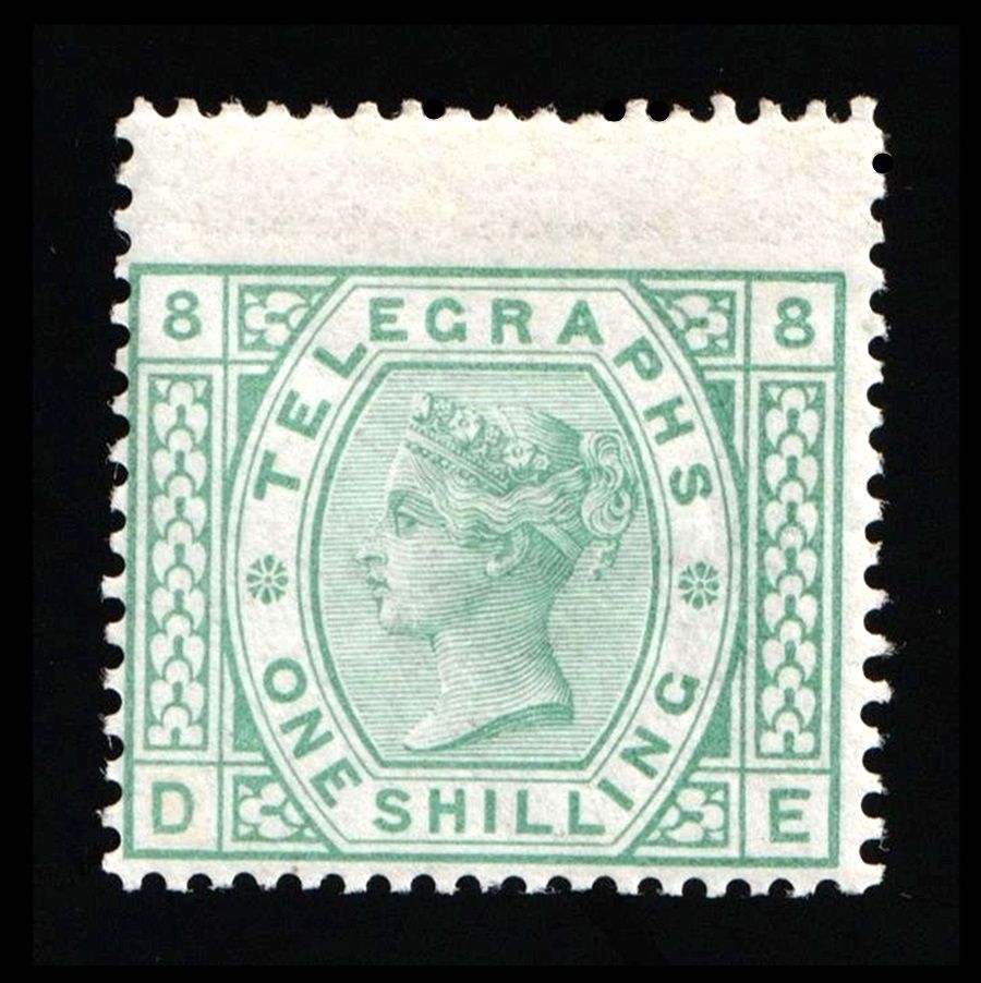 GB QUEEN VICTORIA 1876, 1s DEEP GREEN Telegraph Stamp, SG T8, Plate 8, MNH GB QUEEN VICTORIA 1876, 1s DEEP GREEN Telegraph Stamp, SG T8, Plate 8, MNH