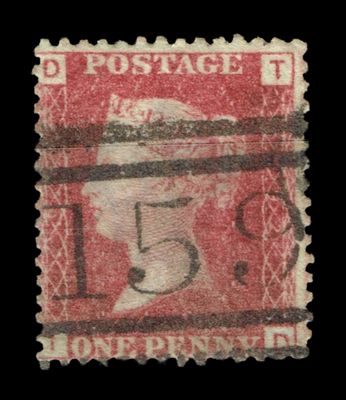 GB QUEEN VICTORIA 1864 1d Red-Brown SG43 Plate 92, TD-DT, Used