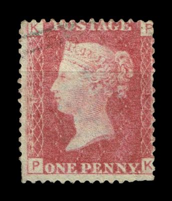 GB QUEEN VICTORIA 1864 1d Red-Brown, SG43, Plate 94, PK-KP, Used