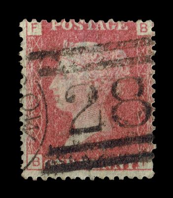 GB Queen Victoria 1855/64, 1d Red-Brown SG 43/44, Plate 120, BF-FB, Used GB Queen Victoria 1855/64, 1d Red-Brown SG 43/44, Plate 120, BF-FB, Used