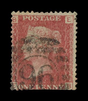 GB Queen Victoria 1864, 1d Red-Brown, SG43, Plate 122, EB-BE, Used GB Queen Victoria 1864, 1d Red-Brown, SG43, Plate 122, EB-BE, Used