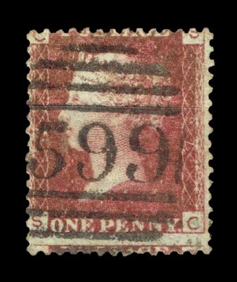 GB Queen Victoria 1855/64, 1d Red-Brown SG 43/44, Plate 97, SC-CS, Used GB Queen Victoria 1855/64, 1d Red-Brown SG 43/44, Plate 97, SC-CS, Used