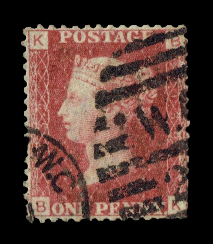 GB Queen Victoria 1864, 1d Red-Brown, SG43 Plate 139, BK-KB, Used GB Queen Victoria 1864, 1d Red-Brown, SG43 Plate 139, BK-KB, Used