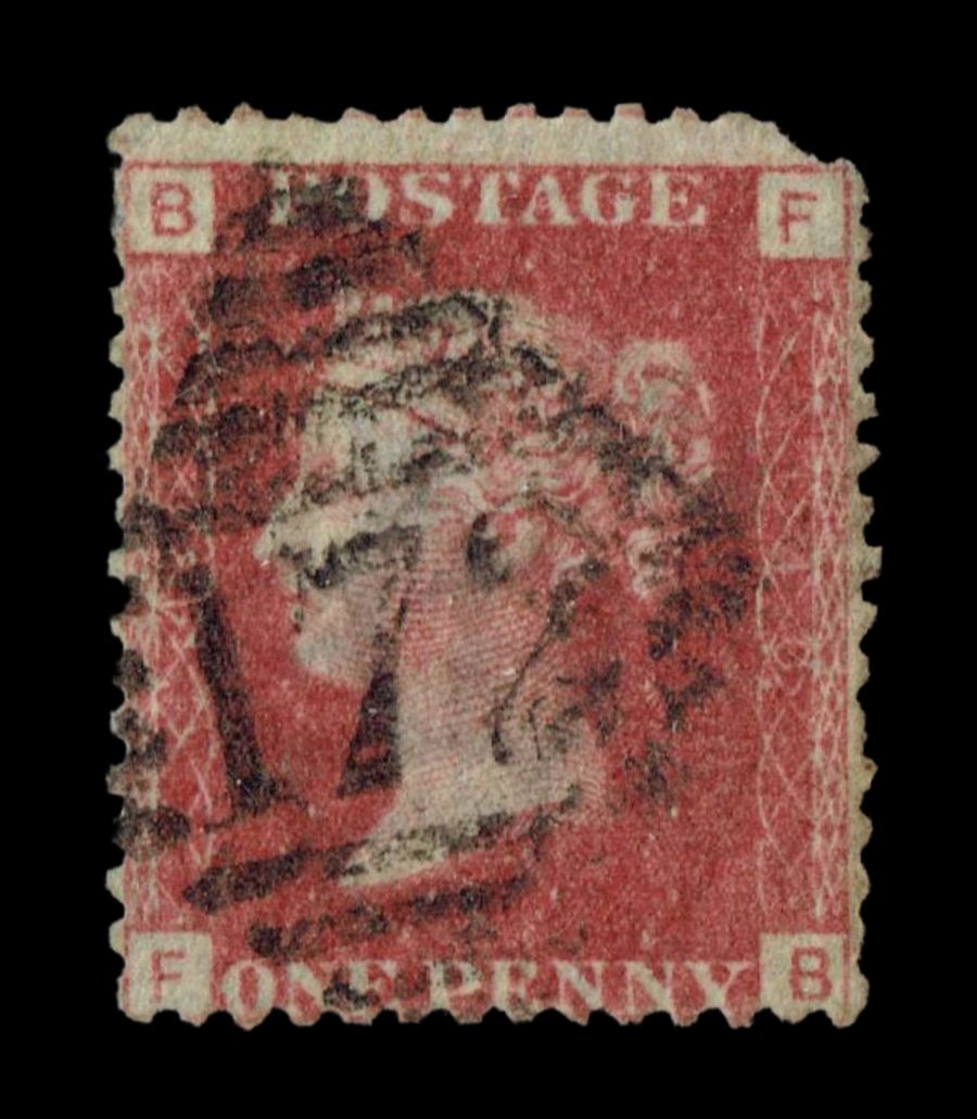 GB Queen Victoria 1864, 1d Red-Brown, SG43 Plate 140, FB-BF, Used GB Queen Victoria 1864, 1d Red-Brown, SG43 Plate 140, FB-BF, Used