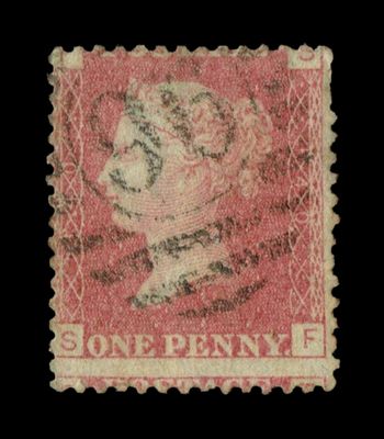 GB Queen Victoria 1864, 1d Red-Brown, SG43 Plate 140, SF-FS, Used GB Queen Victoria 1864, 1d Red-Brown, SG43 Plate 140, SF-FS, Used
