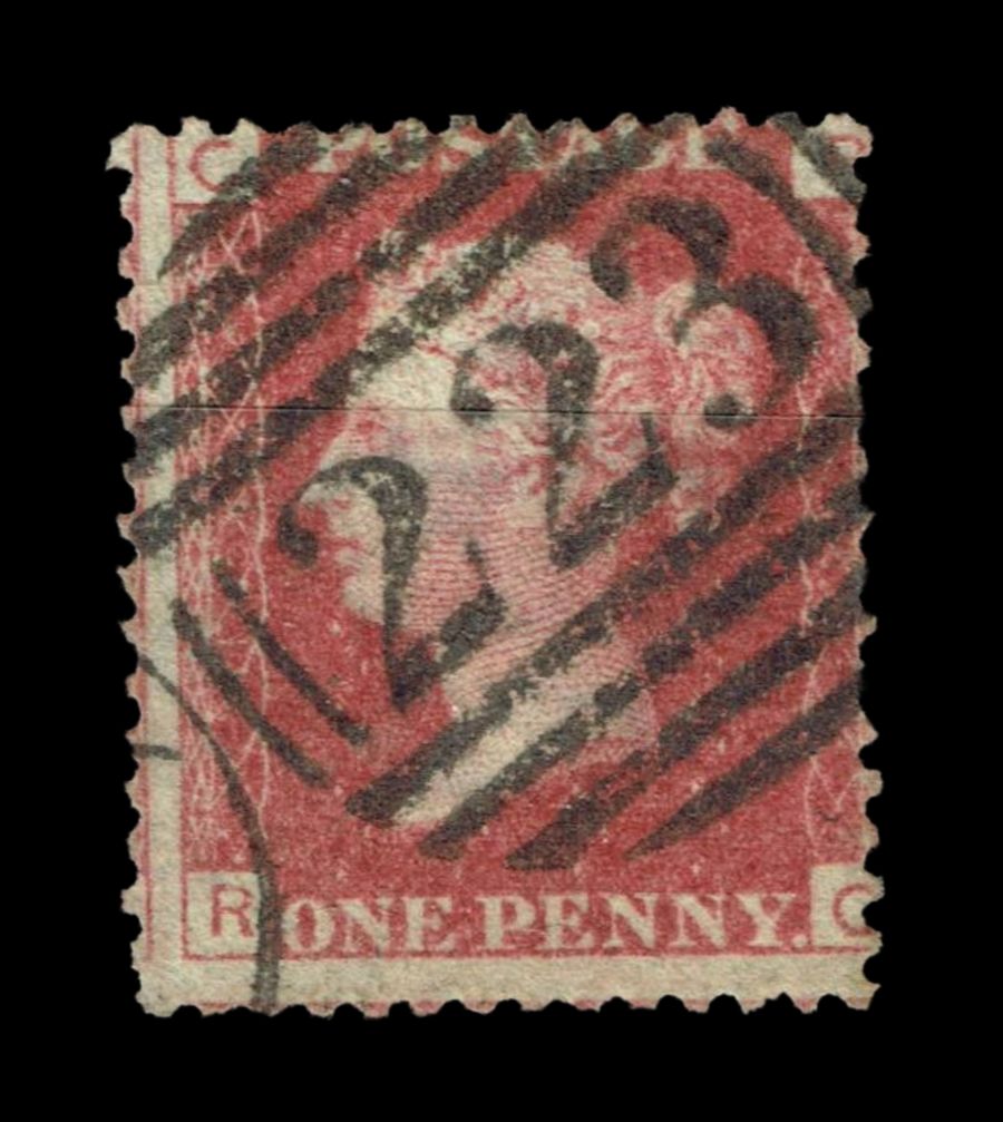 GB Queen Victoria 1855/64, 1d Red-Brown SG 43/44, Plate 152, RC-CR, Used GB Queen Victoria 1855/64, 1d Red-Brown SG 43/44, Plate 152, RC-CR, Used