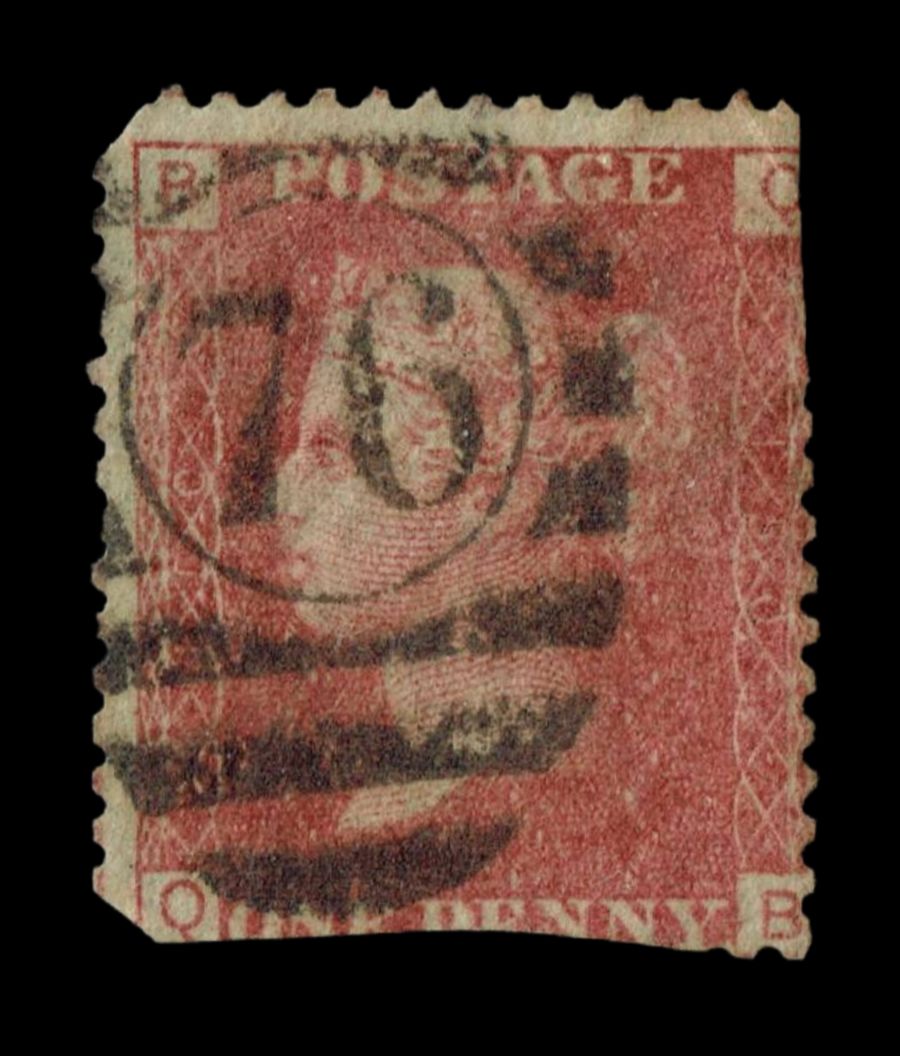 GB Queen Victoria 1864, 1d Red-Brown, SG 43 Plate 150, QB-BQ, Used GB Queen Victoria 1864, 1d Red-Brown, SG 43 Plate 150, QB-BQ, Used
