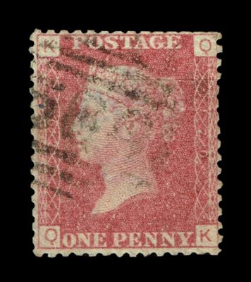 GB Queen Victoria 1864, 1d Red-Brown, SG 43, Plate 120, QK-KQ, Used GB Queen Victoria 1864, 1d Red-Brown, SG 43, Plate 120, QK-KQ, Used