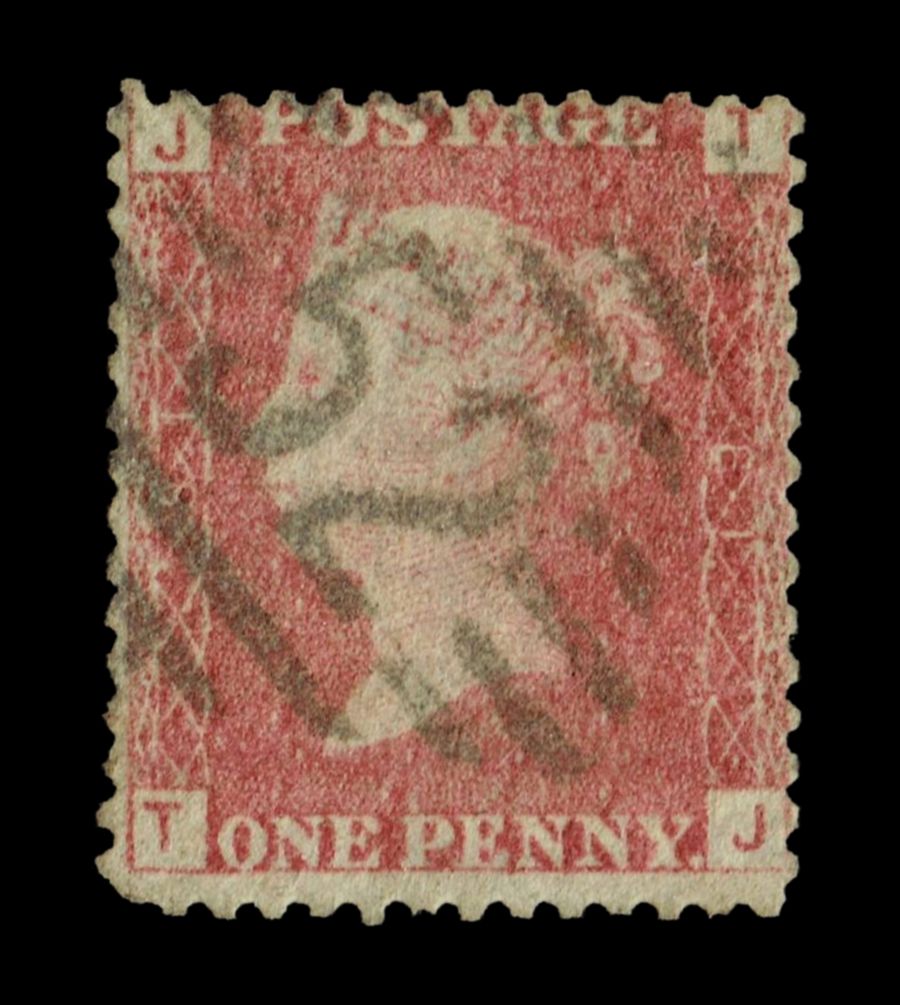 GB Queen Victoria 1864, 1d Red-Brown, SG 43, Plate 81, TJ-JT, Used GB Queen Victoria 1864, 1d Red-Brown, SG 43, Plate 81, TJ-JT, Used