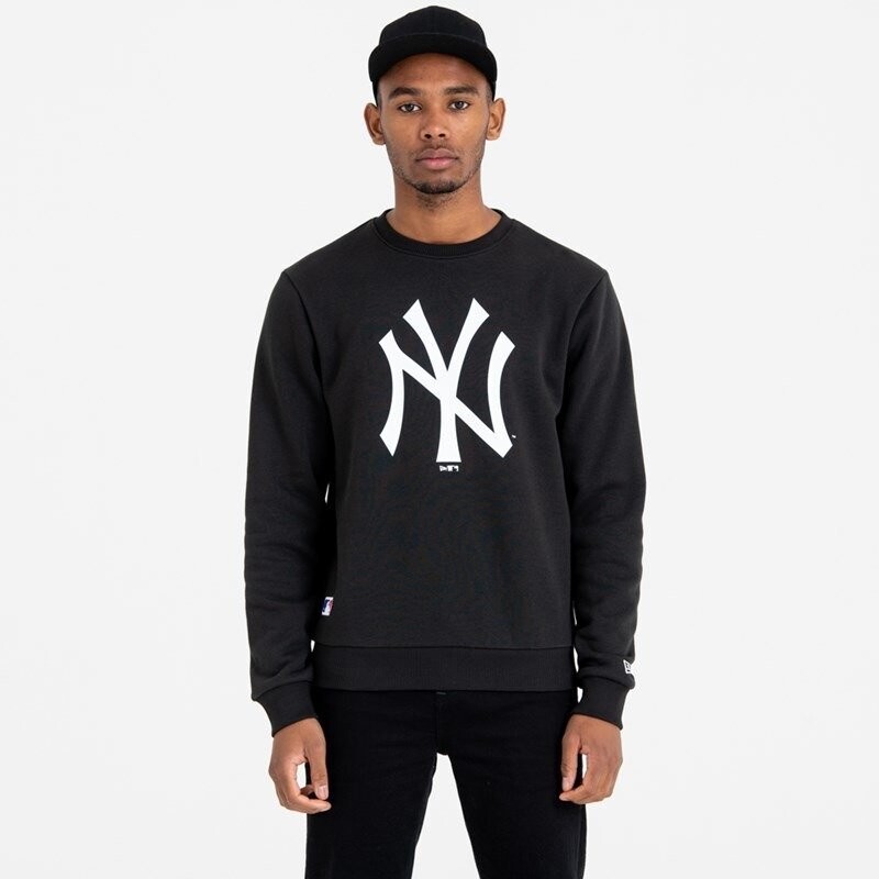 Felpa Nera Uomo NewYork Yankees  Girocollo New Era TEAM LOGO NEYYAN NY Felpato Fleece art. 11863705