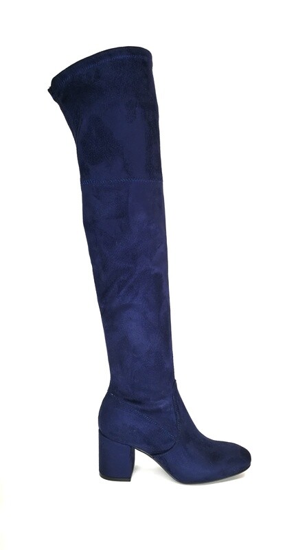 Stivale Alto al Ginocchio Stretch Elasticizzato Camoscio Blu Art. D701BLU