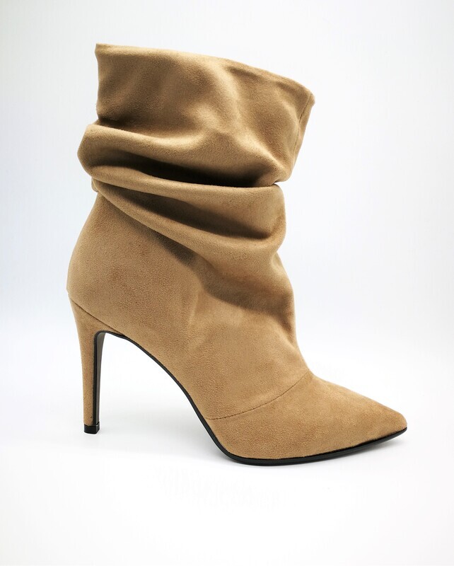 Stivaletto arricciato Colbaffo fango camoscio pelle tacco a spillo donna art. 326FAN