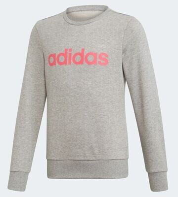 Felpa Adidas grigio logo rosa ragazzi Linear art. EH6156