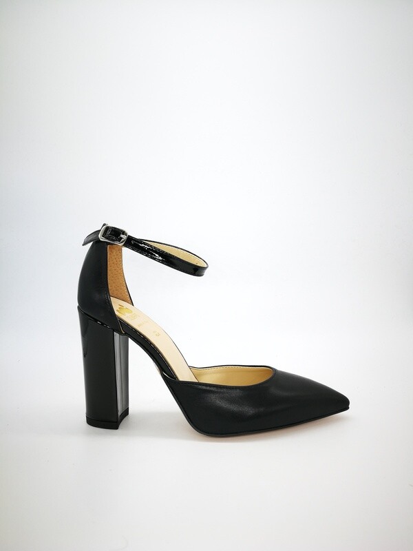 Decolleté Colbaffo® nero tacco 90 tallonetto e punta pelle art. 218NER