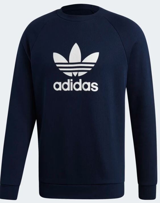 Felpa Adidas blu logo bianco Trefoil Crew abbigliamento uomo art. ED5948