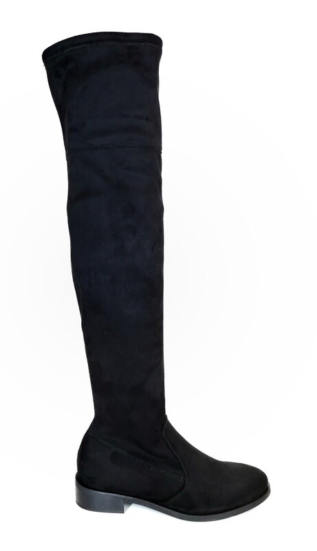 Stivale Alto al Ginocchio Stretch Elasticizzato Camoscio Nero Art. DD106