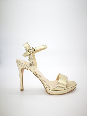 Sandali Oro tacco 10 con plateu minimal Colbaffo® platino tacco 100 cinturino alla caviglia art. .091PLA