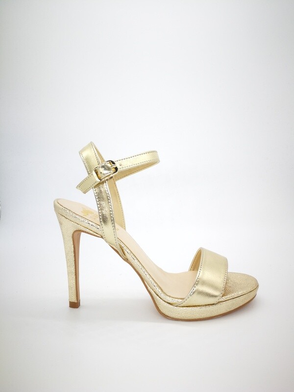 Sandali Oro tacco 10 con plateu minimal Colbaffo® platino tacco 100  cinturino alla caviglia art. .091PLA