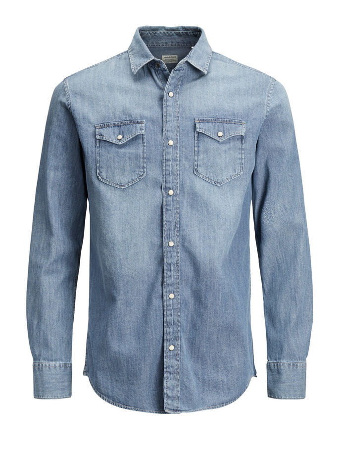Camicia Jack & Jones jeans blu Denim cotone uomo art. 12138115 BluDenim