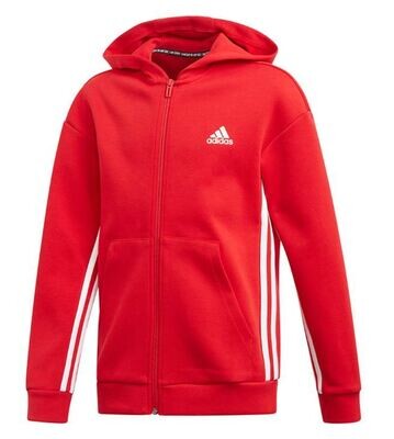 Giacca Adidas rossa full zip e cappuccio 3 stripes Jacket bambino art. ED6485