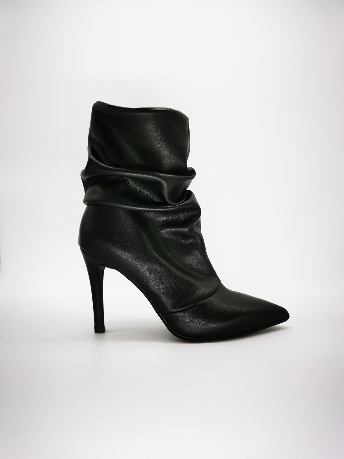 Stivaletto arricciato ColBaffo® Vitello Nero  pelle tacco a spillo donna art. 326 VNER